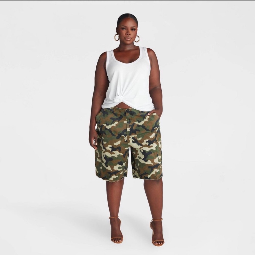 KBB Women's Mid-Rise Cargo Shorts Green Camo XS,S,M,L,XL,XXL,1X,2X,3X,4X - Picture 7 of 8